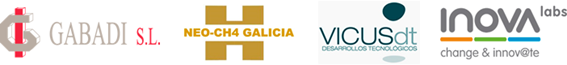 Logos de las empresas NEO-CH4 Galicia, Gabaldi, Vicus dt e Inova Labs
