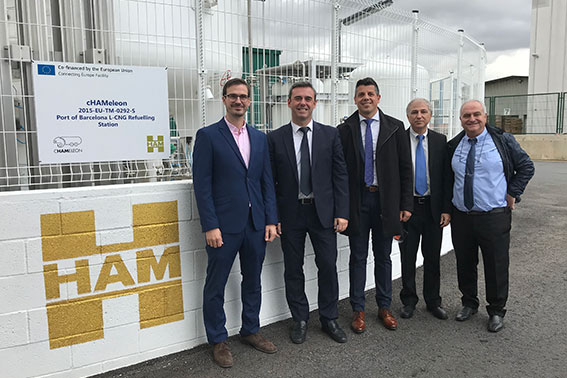 HAM abre estación de servicio de gas natural comprimido licuado en el Puerto de Barcelona, financiada por la UE a través del Proyecto cHAMaleon