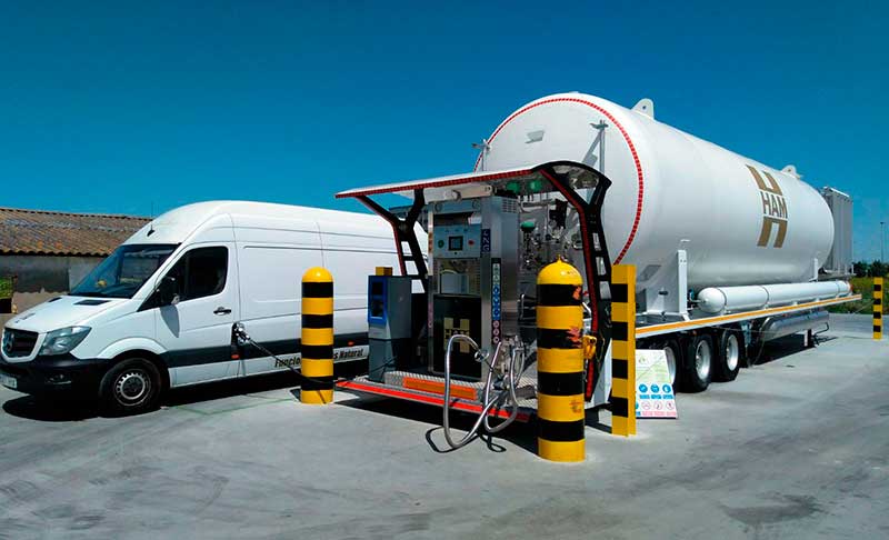 HAM ha instalado una unidad móvil en Sevilla para repostar gas natural comprimido y gas natural licuado